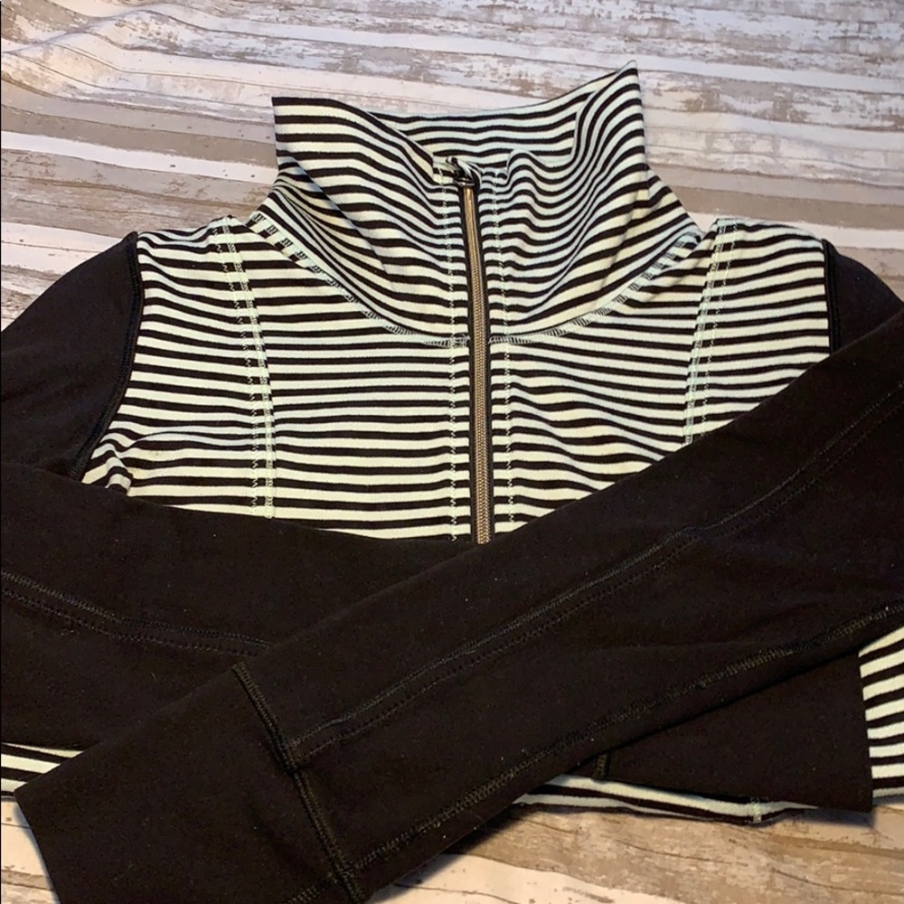 Lululemon Mint and Black Striped Cowl Hoodie